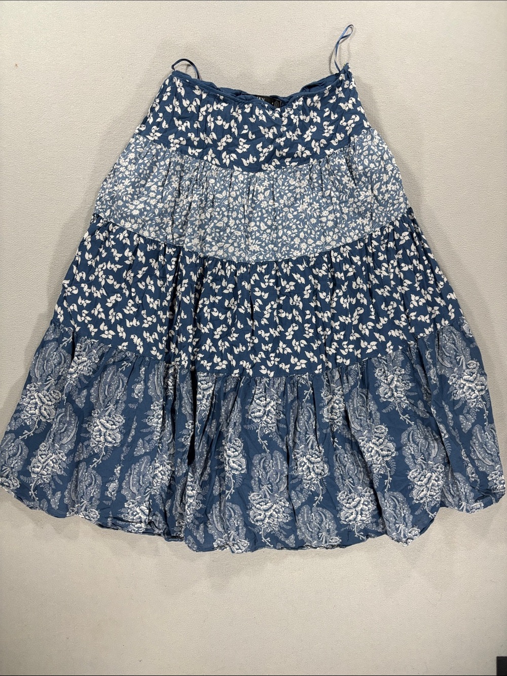 Ralph Lauren cotton Blue Floral Tiered Midi Skirt - - Picture 2 of 11